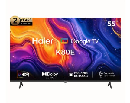 شاشة هاير 55 بوصه سمارت 4K موديل H55K80EU بتقنية كيو ال اي دي